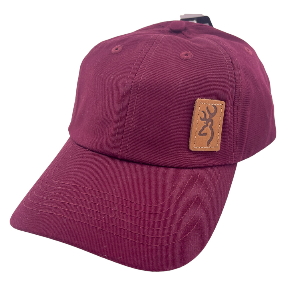 Browning Company Lynsey Burgundy Leather Logo Patch Adjustable‎ Dad Hat Cap